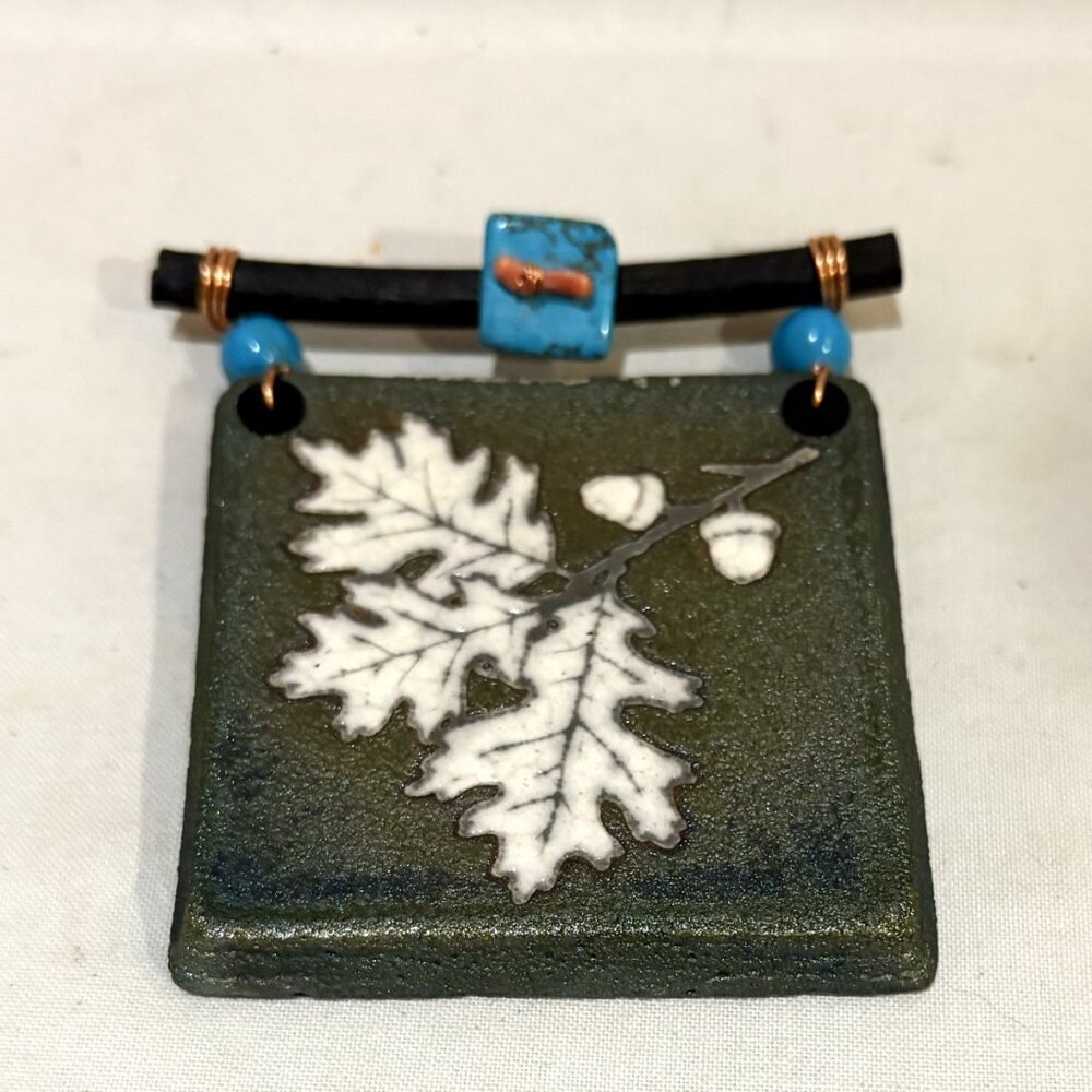 Jeremy Diller New Age People Raku Pottery Dreamcatcher Tile Oak Signed NIB